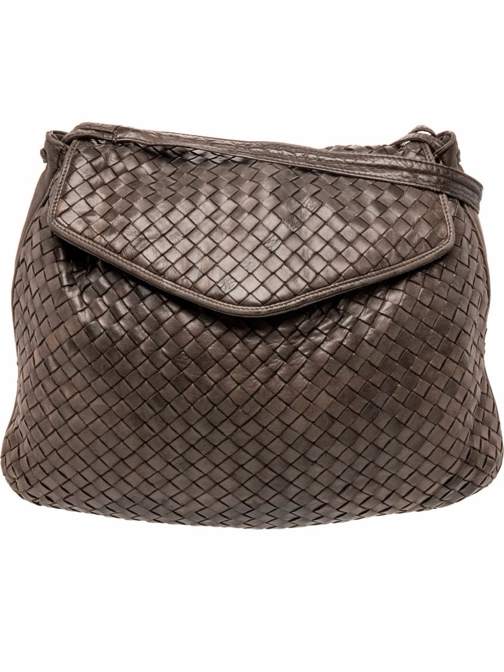 Bottega Veneta Intrecciato Shoulder Bag in Dark Brown